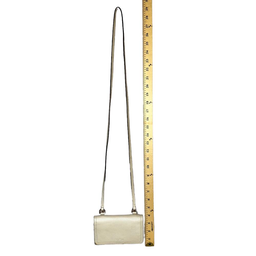 Coach Pearl Cream Metallic Crossbody Wallet Convertible Leather Crossbody Purse - Picture 12 of 14